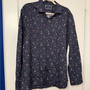 Charles Tyrwhitt Navy Floral Casual Shirt